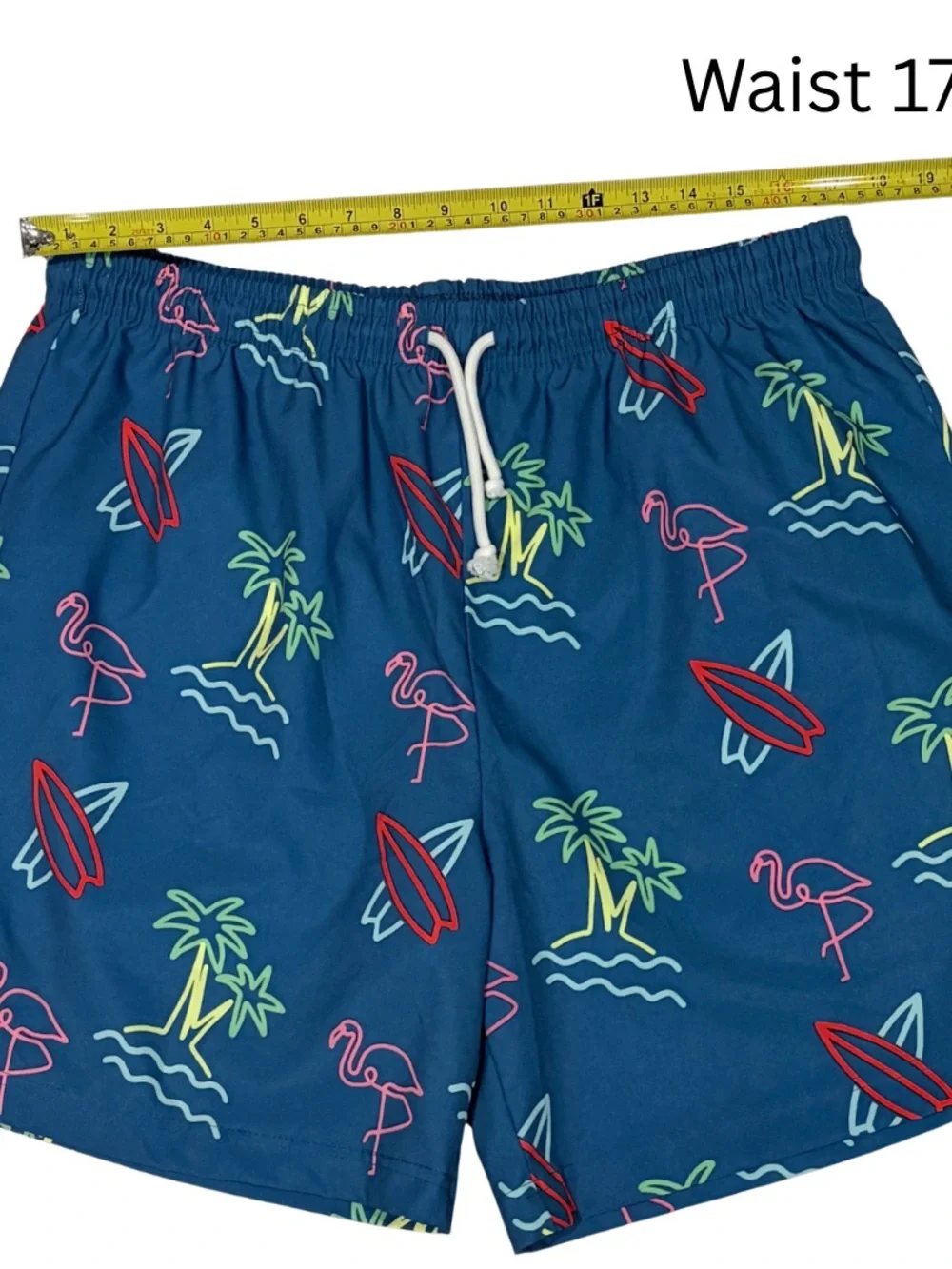 Chubbies Swim Trunks Men’s XL Blue Flamingo Surf Print Stretch Shorts